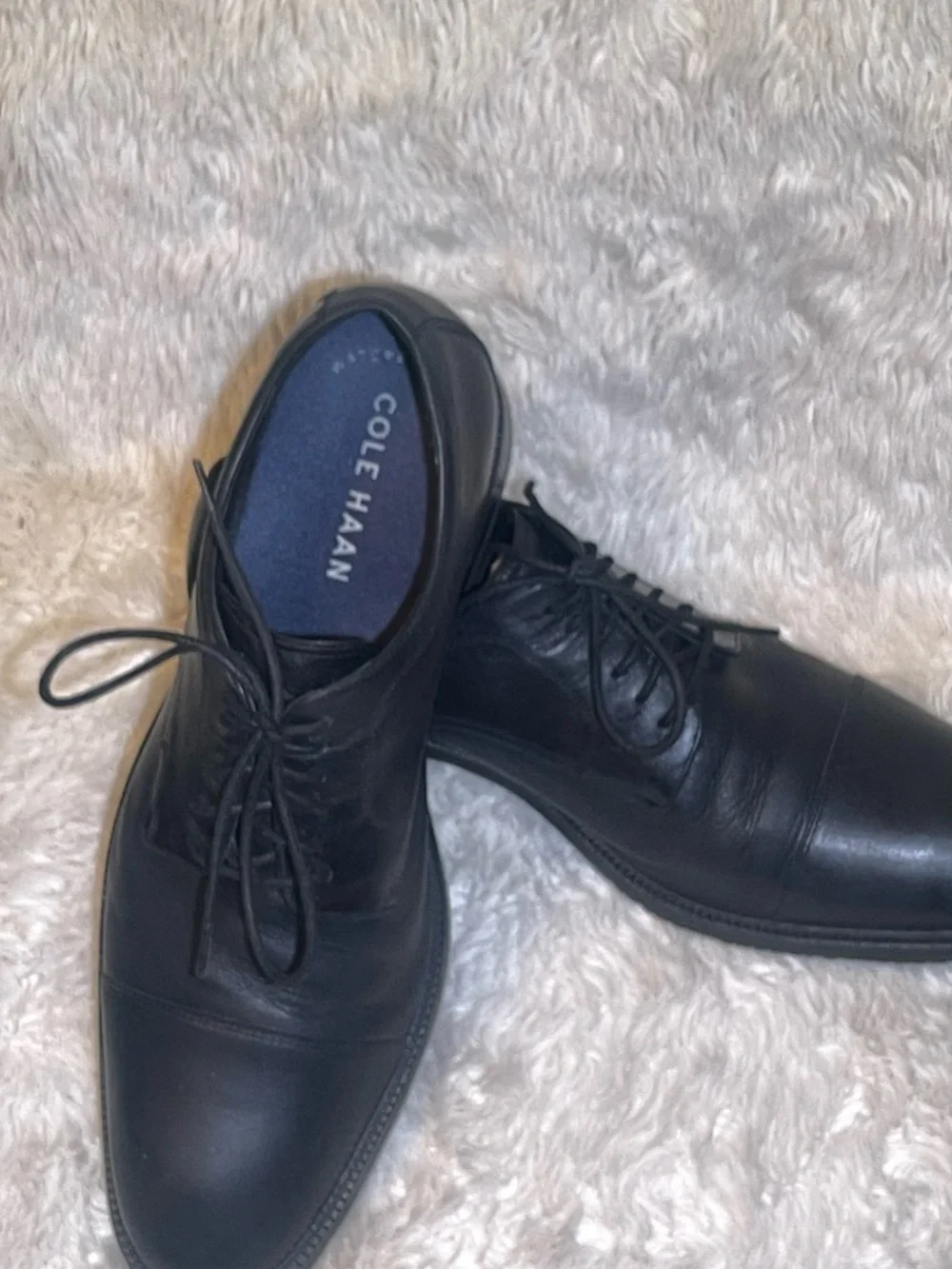 Cole Haan Men's Black Leather Cap-Toe Oxford Dress Shoes size 10.5